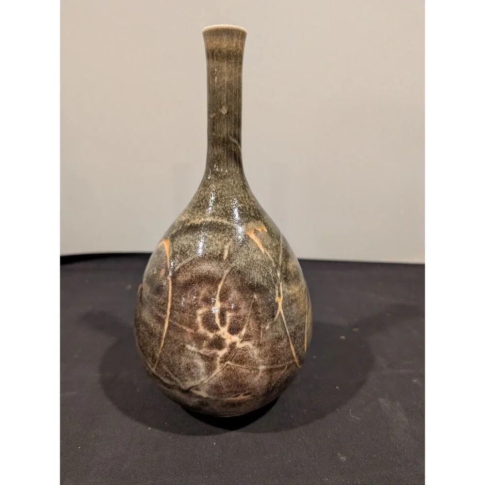 Suzanne Hill Studio Pottery Vase Shino Porcelain Signed 12” Concord MA